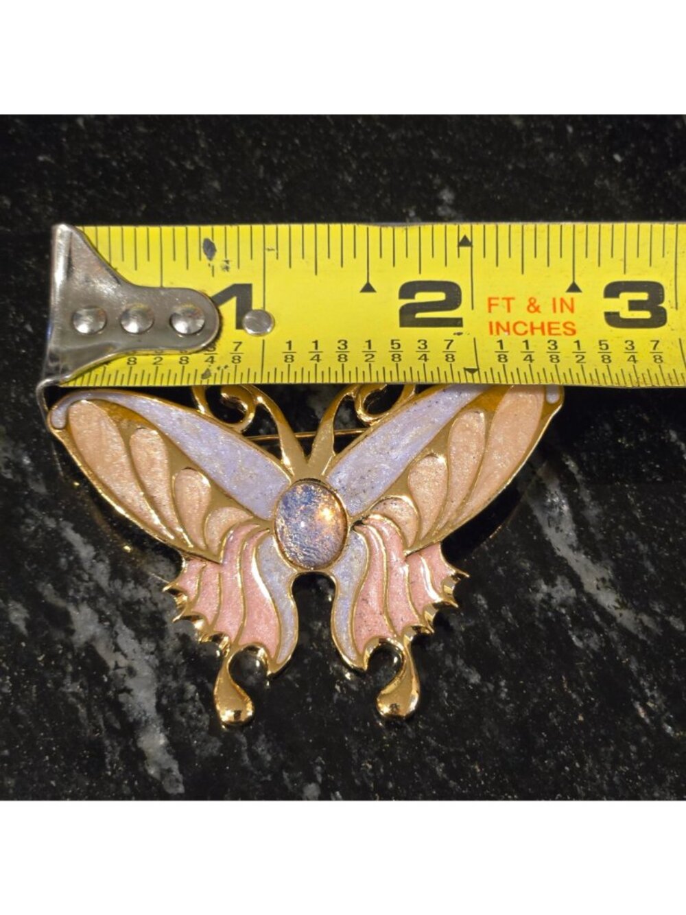 Vintage Avon butterfly Brooch Opalescent and Enamel Victorian Style Pin 1998 - Picture 11 of 11